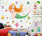 Wall Stickers Sea World Fish Mermaid Bubble Girl Removable Kids Girl Room Decal size 50x70 xls7036 - Image 2