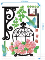 Large Floral Bird Cage Birds Wall Stickers Mural Home Decal Art Decor Corner DIY - Image 7