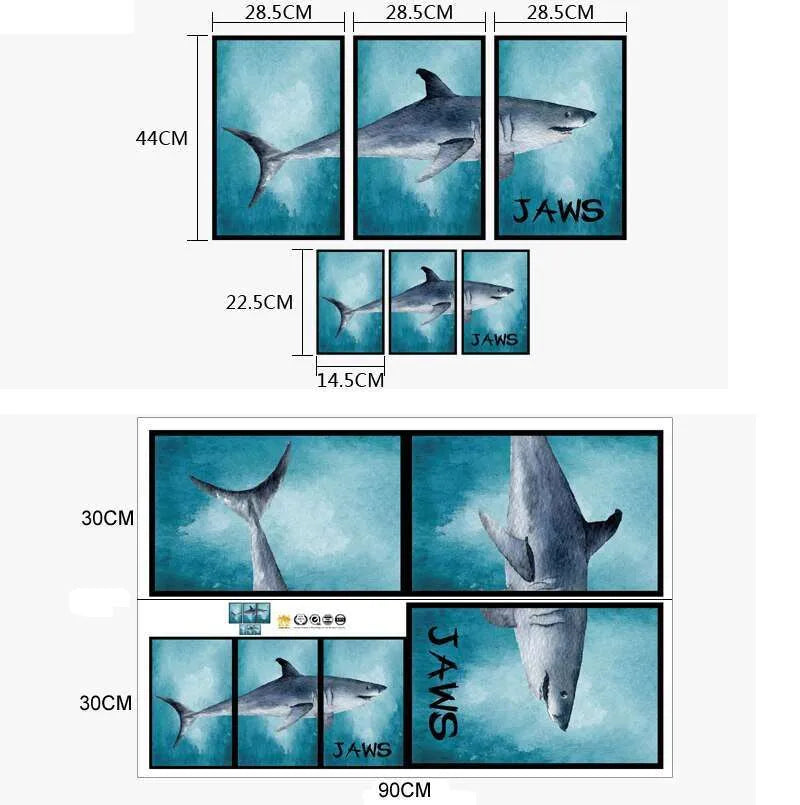 sAMHEZ HM92012 JAWS FRAME 3D DEEP BLUE SEA WALLSTICKER WALL STICKER - Image 8