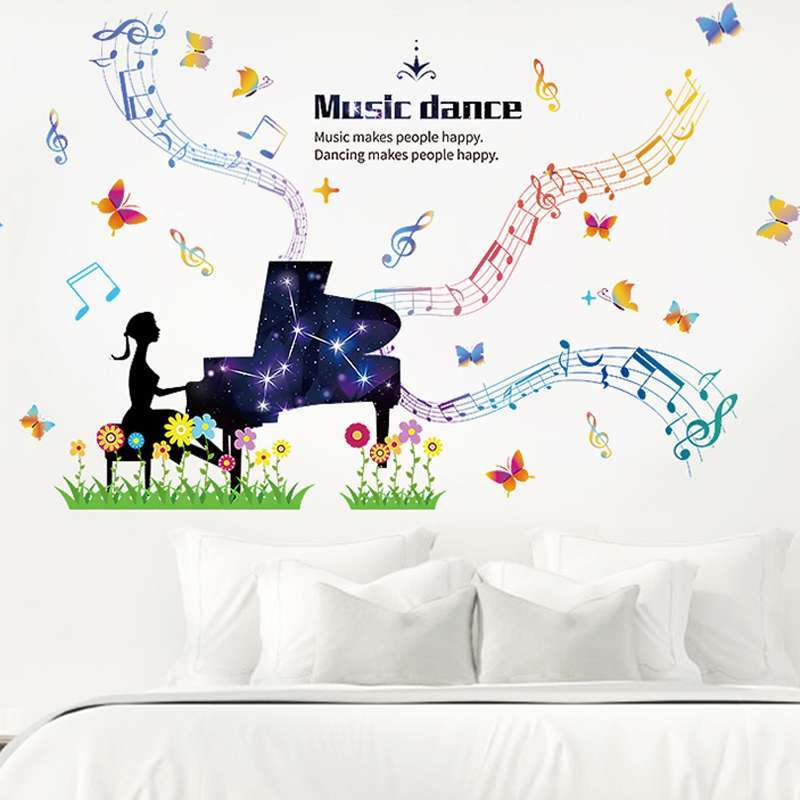 SAMHEZ HM94009 DREAMY PIANO MUSIC DANCE 60X90 MELODY WALLSTICKER WALL STICKER WALLPAPER WALL STICKER size 60x90  hm94009 - Image 1