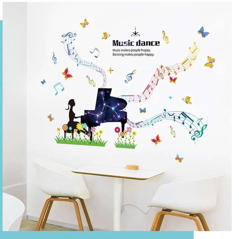 SAMHEZ HM94009 DREAMY PIANO MUSIC DANCE 60X90 MELODY WALLSTICKER WALL STICKER WALLPAPER WALL STICKER size 60x90  hm94009 - Image 2