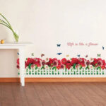 SAMHEZ SK7002 Red Roses Hedge Wall Sticker [50 x 70 cm]