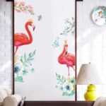 Flamingo Wall Stickers Door Entrance Screen Stickers for Bedroom Living Room Decor (30x90cm/11x35 x2pcs)