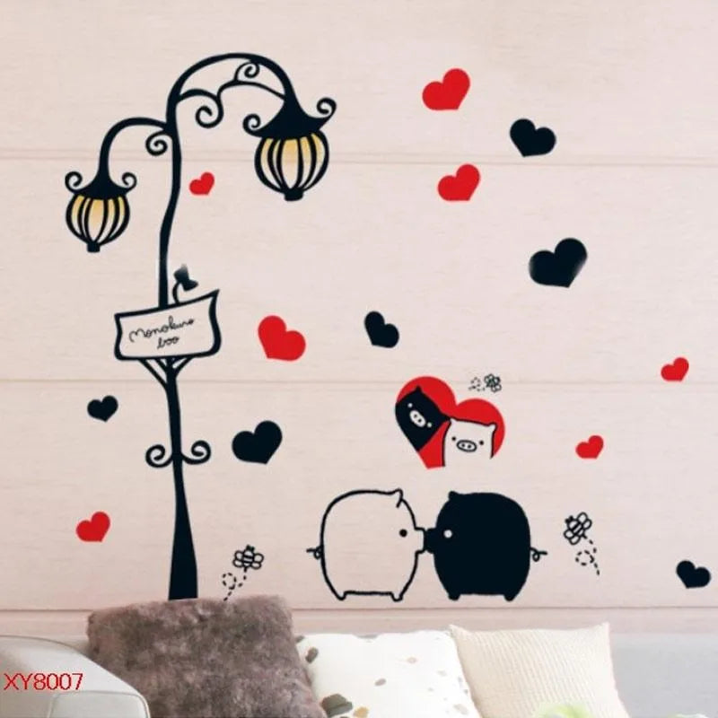SAMHEZ XY8007 Pig Falling In Love Wall Sticker [50 x 70 cm] - Image 2