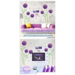 WALL STICKER BUNGA DANDELION UNGU PURPLE FLOWER STIKER DINDING SK9124 - Image 5