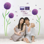 WALL STICKER BUNGA DANDELION UNGU PURPLE FLOWER STIKER DINDING SK9124 - Image 6