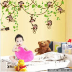 ADEK WALL STICKER MONKEY MONYET GLANTUNGAN ANAK KIDS STIKER DINDING AY7247 Wallsticker - Image 2