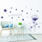 Novelty Flowers Butterflies Trees Wall Stickers Cartoon Animals Removable Wall Decals Home Decor PVC Art Mural Baby Boys Girls Kids Bedroom Kitchen Room Decoration (Blue Flower Butterfly) size 60x90 AY9184B