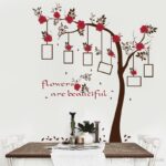 SK9086 New Chic Family Red Flowers Photo Frame Tree Wall Sticker Living Room Decor Room Decals - Image 9