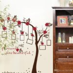 SK9086 New Chic Family Red Flowers Photo Frame Tree Wall Sticker Living Room Decor Room Decals - Image 11