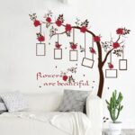 SK9086 New Chic Family Red Flowers Photo Frame Tree Wall Sticker Living Room Decor Room Decals - Image 5