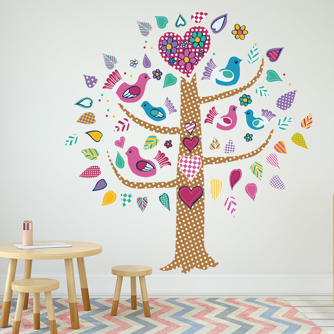 sticker-phosphorescent-arbre-et-oiseaux-multicolore-1-ambiance-sticker-J-ABQ9617 Glow in the Dark Wall Stickers - Tree with Birds ABQ9617 - Image 1