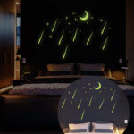Moon and 30 falling stars glow in the dark wall decals - Image 3