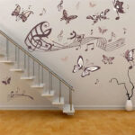 Musical Butterfly Wall Sticker Black Music Notes Wall Paper PV Home Wall Art Decor Self - Image 3