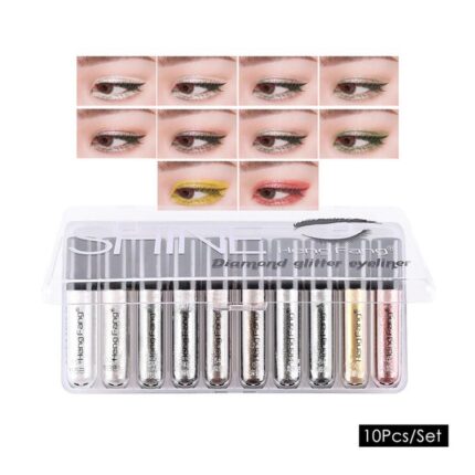 Hengfang brand 10 / set of diamond glitter liquid eyeliner 10 color beauty eye shadow liquid bright powder eye makeup