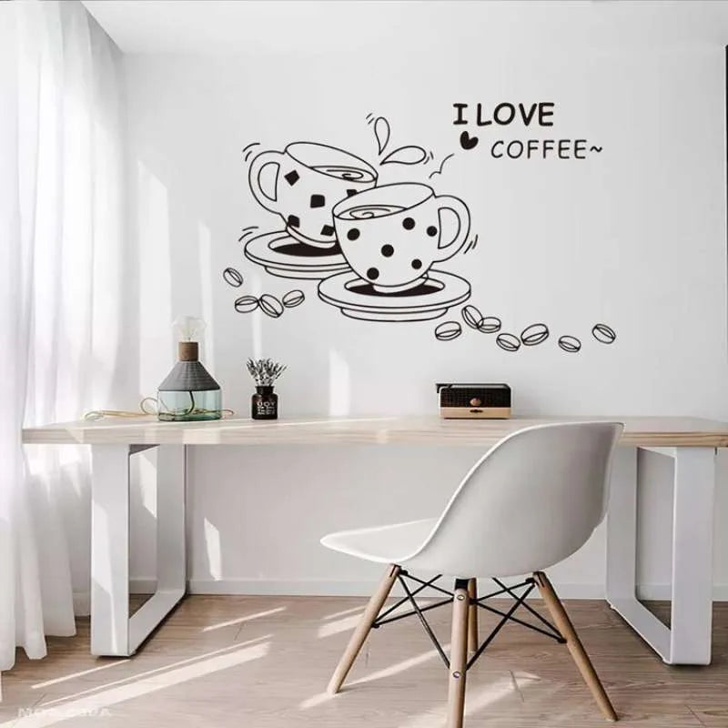 I Love Coffee Wall Stickers JM8268 Wall Sticker Wallpaper - Image 1