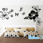 wall sticker, black hibiscus flower size 60x90  jm8228 - Image 2