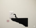 ISEE 360® Cartoon Man Pushing The Switch Board Sticker Suitable for Any Black Vinyl Decals L x H 12.00 X 7.00 Cm - Image 4