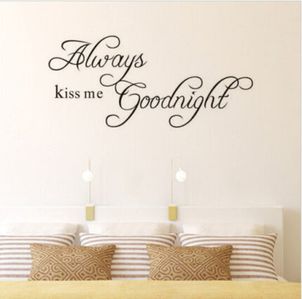 Always Kiss Me Good Night Wall Sticker, Vinyl Saying Words Quote Decals Warm Inspirational Quotes Removable Art Decor for Bedroom, Living Room, Home Decoration   Dz016  Size 42x18