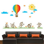 jm7121Monkey Balloon Wall Stickers Cartoon Wall Stickers House Decoration - Image 3