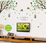 AY205ab  two-sided bird cage green leaves trees of TV background wall stickers room living room sofa bedroom retail - Image 8