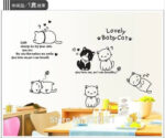 Wall Sticker English Letters Lovely Baby Cats Paper Home Decal Removable Wall Vinyl Living Room Bedroom PVC Art Picture Murals Waterproof DIY Stick for Adults Teems Kids Nursery Baby size 60x90 ay9048 - Image 4