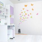 Wall Sticker, Flowers and Cat, Cat Watching Flowers and Butterflies, Peel and Stick Wallpaper Sticker, Wall Sticker Honpo, TakuC size 50x70 tc2047 - Image 2