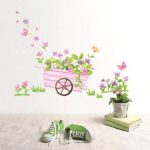 Wall Stickers, Flowers, Flower Cart, Removable, Self-Adhesive, Wallpaper Stickers, Wall Decals, Plants, Trees, Flowers, Home Delivery size 50x70 dm570003