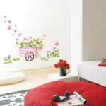 Wall Stickers, Flowers, Flower Cart, Removable, Self-Adhesive, Wallpaper Stickers, Wall Decals, Plants, Trees, Flowers, Home Delivery size 50x70 dm570003 - Image 2