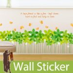 Double-sided wall stickers featuring leaf clover, green flowers, and butterflies, featuring English letters, a Nordic, cute, and modern design for bathrooms and living rooms. Peel-and-stick interior stickers size 50x70 sk7080