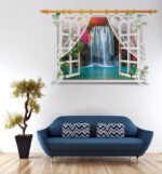 SK9020E 3D Wall stickers Waterfall Window Plant Landscape Home Decoration DIY Vinyl Decal Movie Mural Art - Image 7