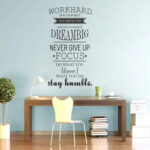 DZR2002 i20"w x 40"h Removable Vinyl Quotes "Work Hard, Never Give up" Wall Decal Inspirational Lettering Wall Sticker Decor Saying Murals for Kids Bedroom Living Room Nursery Walls Classroom Black - Image 3
