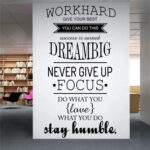 DZR2002 i20"w x 40"h Removable Vinyl Quotes "Work Hard, Never Give up" Wall Decal Inspirational Lettering Wall Sticker Decor Saying Murals for Kids Bedroom Living Room Nursery Walls Classroom Black - Image 4