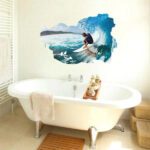 Wall Art Stickers Sailing Boat and Waves Wall Stickers Decal Art Decor Room Decoration Peel and Stick Self - Adhesive for Living Room Bedroom Playroom Room Wall Decor - Image 3