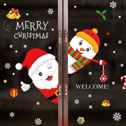 XH6253 Christmas Window Glass Wall Stickers Snowman Wreath Santa Claus Sticker for Home Decoration Decal