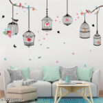 PG888  Girl's Walls Sticked with Bird Cages under Street Lamps and Loving Elk Composite Decoration Stickers - Image 4