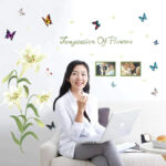 1 Set Lily Flower Wall Sticker Photo Frame Murals Temptation of Flowers White Pink Lily Butterfly SK9070A - Image 3