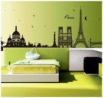 Wall Stickers City Skyline Paris Eiffel Tower Silhouette Black Color Border Design for Hall - Image 6