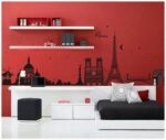 Wall Stickers City Skyline Paris Eiffel Tower Silhouette Black Color Border Design for Hall - Image 3