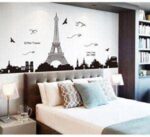 Wall Stickers City Skyline Paris Eiffel Tower Silhouette Black Color Border Design for Hall - Image 4