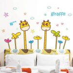 Top of top store - Wall Stickers, Cartoon Animal Design, Butterflies and Flowers Removable for Home Decoration PVC, Cute Giraffes size 50x70 xls7197 - Image 2