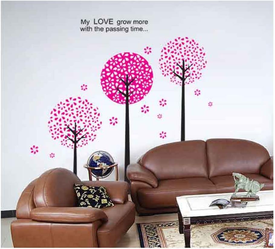 61LGznFVXaL._AC_SL1000 Toprate(TM)Pink Pandora Tree,Quote My love grow more with the passing time,Wallpaper Wall Sticker Decals PVC Vinly Removable DIY Wall Decal For Room Living Room size 50x70 dm570010 - Image 1