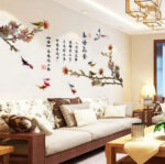 【BestGO】Chinese Style Home Office Decor Wall Stickers Flower Bedroom Living Room Sofa Wall Art Room Decoration Aesthetic Mural Wallpaper size 60x90 xl8140 - Image 4