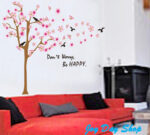 🏠Good design, Taiwan ready stock, fast shipping, pink flowers, big trees, bird silhouettes, DIY removable wall stickers, wall stickers, wallpapers, glass stickers, window stickers, store decoration layout JM7228 - Image 2