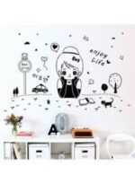 【IKE】DIY Cartoon ly Cute Girl Vinyl Wall Sticker Enjoy Life Quotes Home Decal Kids Baby Rooms Decoration Wall Art Murals size 50x70 xls7098 - Image 4
