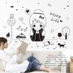 【IKE】DIY Cartoon ly Cute Girl Vinyl Wall Sticker Enjoy Life Quotes Home Decal Kids Baby Rooms Decoration Wall Art Murals size 50x70 xls7098 - Image 2