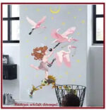【WEJA】Lovely Bird Fish Door Sticker Cartoon Animals Wall Sticker for Kids Room Moon Boy Home Decor Art PVC Vinyl Wallpaper Removable size 50x70 xls7221 - Image 2