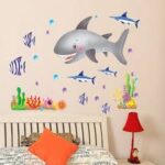 Wall Stickers Cartoon Big Shark Modern Children Bedroom Kindergarten Background Decoration size 50x70  dm570139 - Image 2