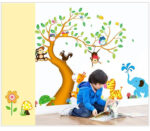 Wall Stickers Cartoon Animal Tree Boy Girl Kids Room Decor ay9240 60x90 - Image 3