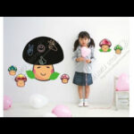 【WEJA】Send Boxed Chalk Cartoon Mushroom Head Blackboard Wall Stickers Home Decor Decoration For Kids Rooms waterproof removable size 50x70 ay629